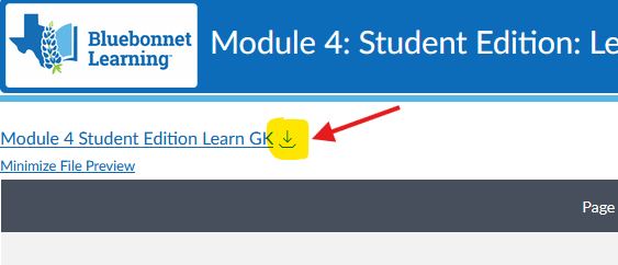 Download icon on the TEA module page