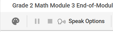 Read-aloud (Speak Options) toolbar